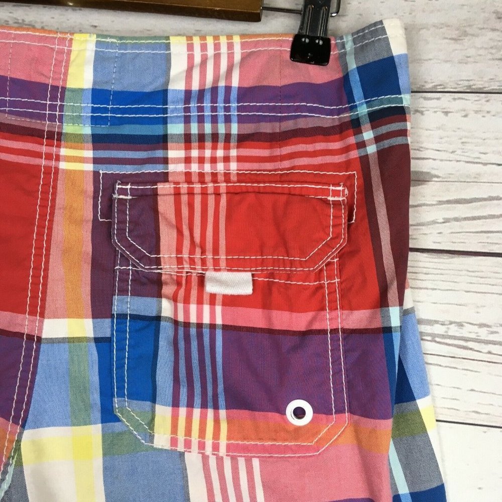 Abercrombie Fitch Mens Swim Shorts XS 29 to 30 Cotton Blend Rainbow Plaid Trunks - Picture 5 of 11
